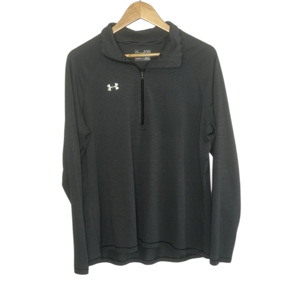 Under Armour Black/Grey Striped Quarter-Zip Pullover